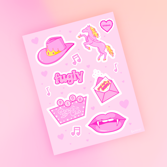 pink pony club sticker sheet