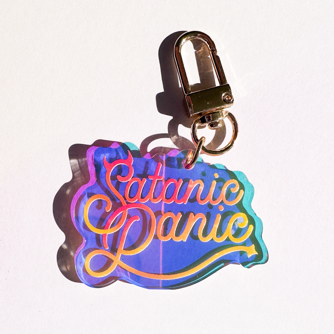 satanic panic acrylic keychain
