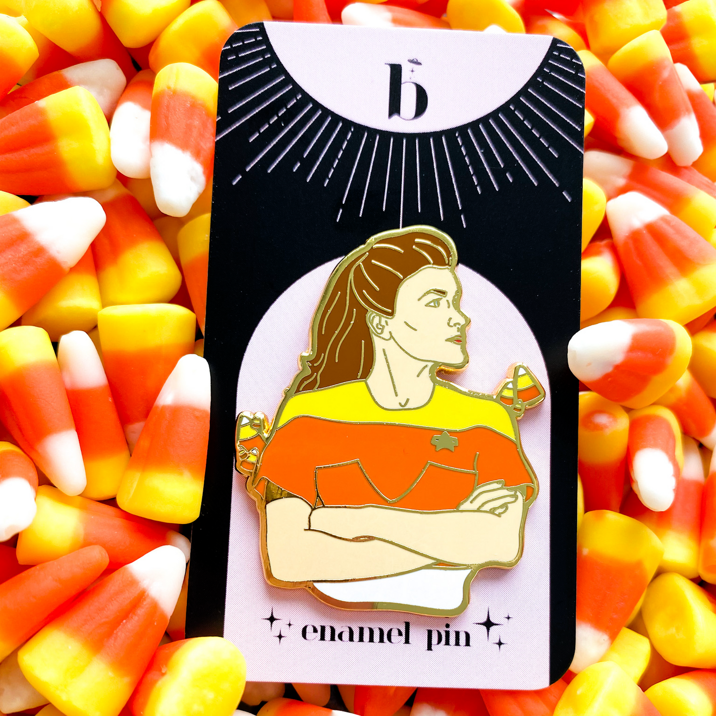 candy corn janeway enamel pin